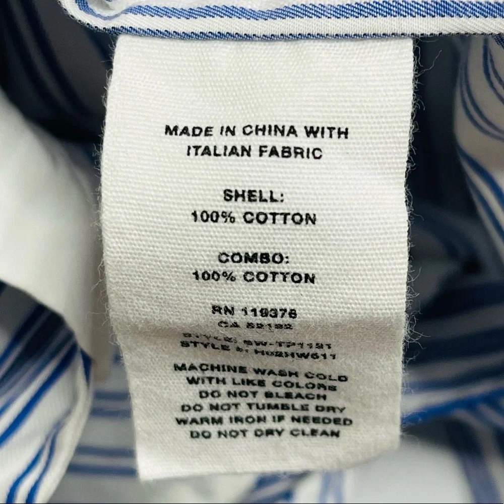 Helmut Lang Blue Striped Sleeveless Tie-Front Cotton Poplin Shirt Size Medium - Picture 10 of 13